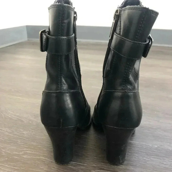 Harley Davidson Black Leather Heeled Western Block Heel Mid Calf Boots Point Toe - Picture 4 of 13